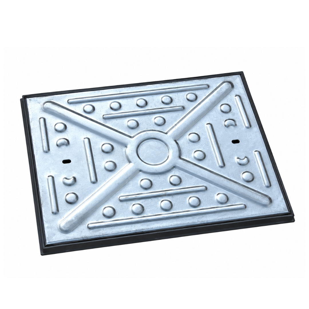 Steel Manhole Cover & Frame, Solid Top, 600mm x 450mm, 5-Tonne Load. SKU: SJCP003/5T
